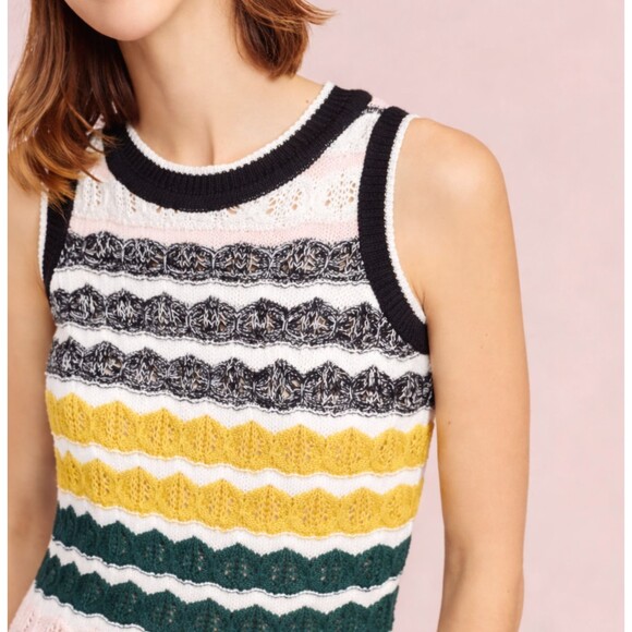Anthro Akemi Kin Crochet Knit Dress XL April Sleeveless Striped Retro Fitted NWT - Picture 5 of 11